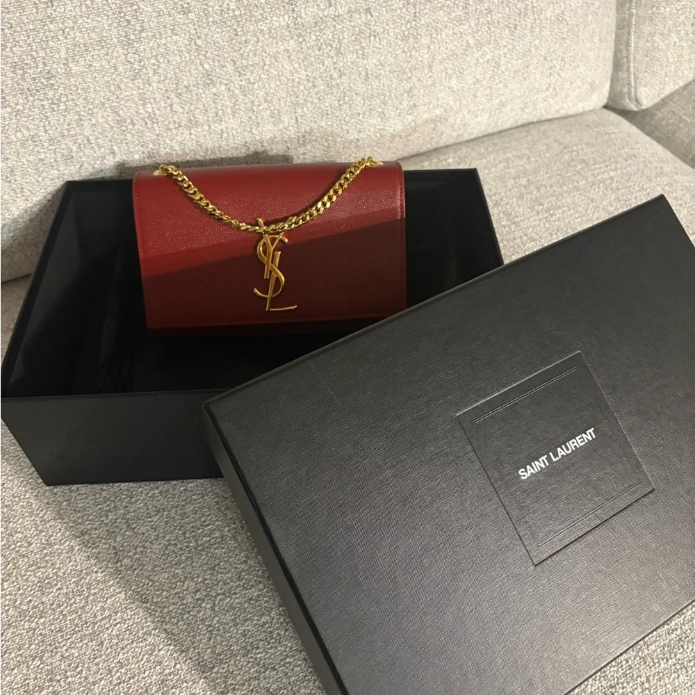 Yves Saint Laurent Burgundy Crossbody with Gold Chain - Picture 6 of 6